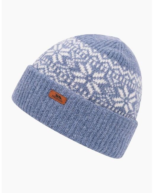 Trespass Blue Adult Kailer Fair Isle Knitted Beanie