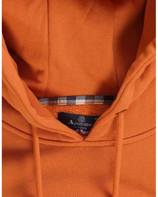 Aquascutum Orange Active Small Logo Rust Hoodie for men