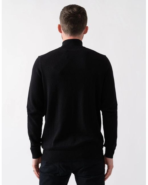 Lyle & Scott Black Lyle & Scott Cotton Merino Quarter Zip Jumper for men