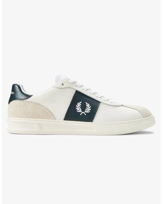 Fred Perry White B4 Textured Poly/Suede Trainers for men