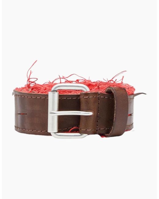 DIESEL Pink B-Ripped Leather Belts For Trousers Jeans Cotton Metal Buckle for men