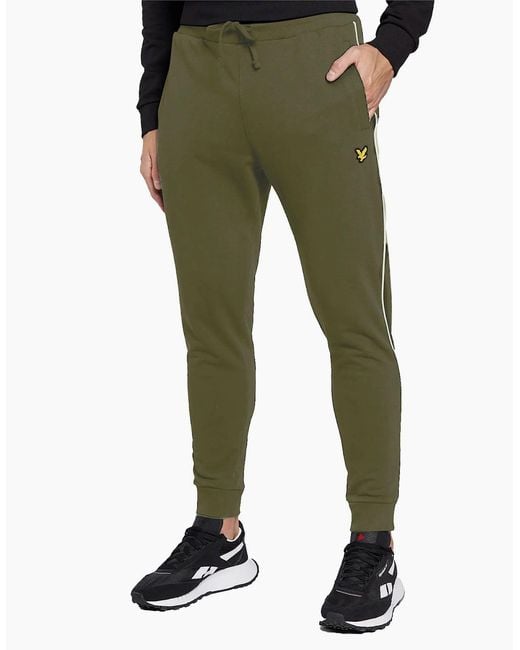 Lyle & Scott Green Lyle & Scott Jogger Fleece Bottom Sweatpants Trouser Contrast Piping for men