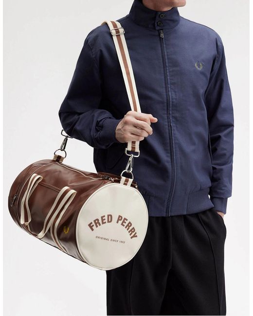 Fred Perry Brown Recycled Polyester Classic Barrel Bag for men
