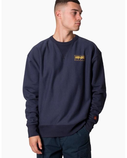 KENZO Blue Paris Outlined Logo Midnight Sweatshirt for men