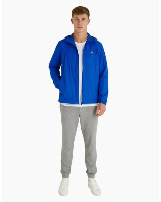 Lyle & Scott Blue Lyle & Scott Branded Bright Hooded Short Lightweight Jacket for men