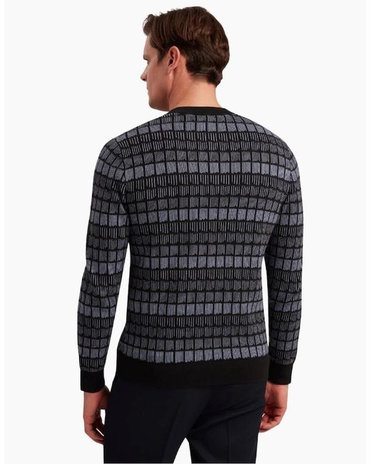 Ted Baker Blue Osburn Regular Fit Jacquard Crewneck Jumper for men
