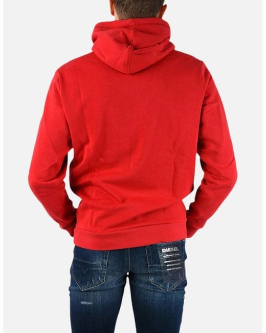 DIESEL Red Agnes Bro Sweat Hoodie Casual Hooded Top Sweatshirt Pullover Hoody for men