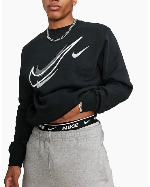 Nike Black Dq3946 Tracksuits Multi Swoosh Fleece Sweatshirt Cargo Cuffed Jogger for men