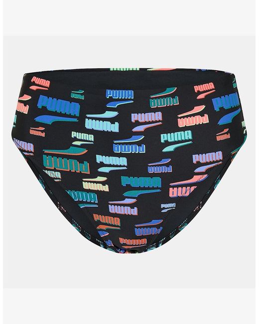 PUMA Blue All Over Logo Print Bikini Bottom
