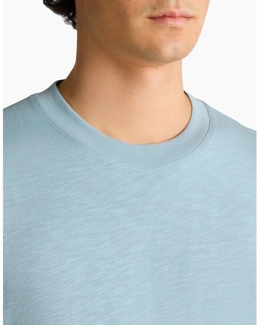 Remus Uomo Blue Slub Cotton T-Shirt for men