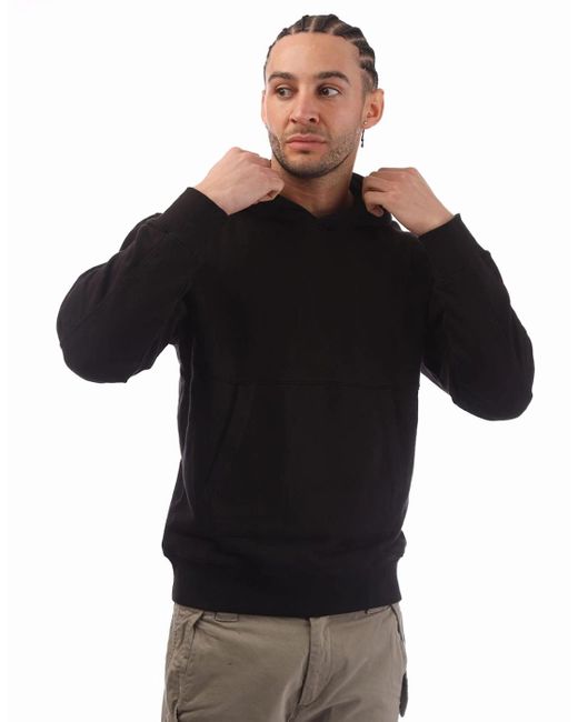 C P Company Black Diagonal Raised Fleece Lens Hoodie for men