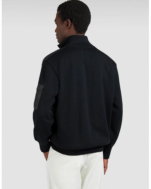 Paul & Shark Black Ultralight Hybrid Zip-Up Sweater for men