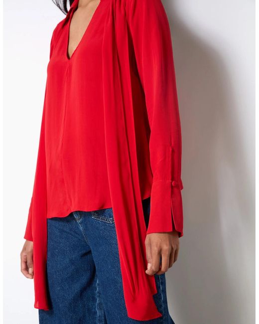 Ro&zo Red Tie Neck Blouse