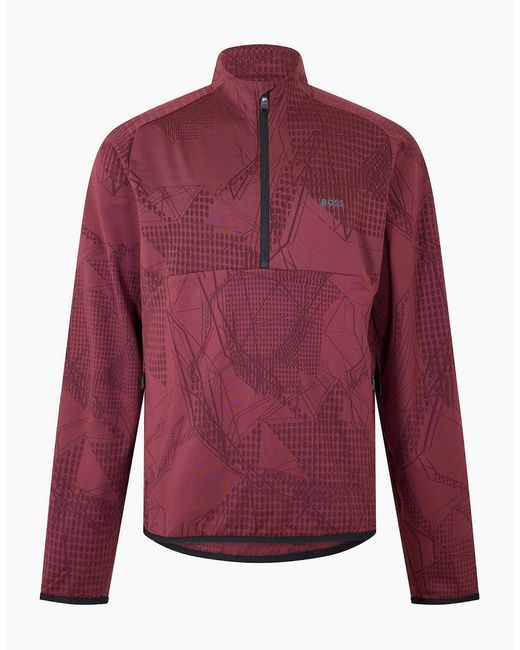 Boss Red Desert Active Funnel Neck High Collar Long Sleeve T-Shirt for men