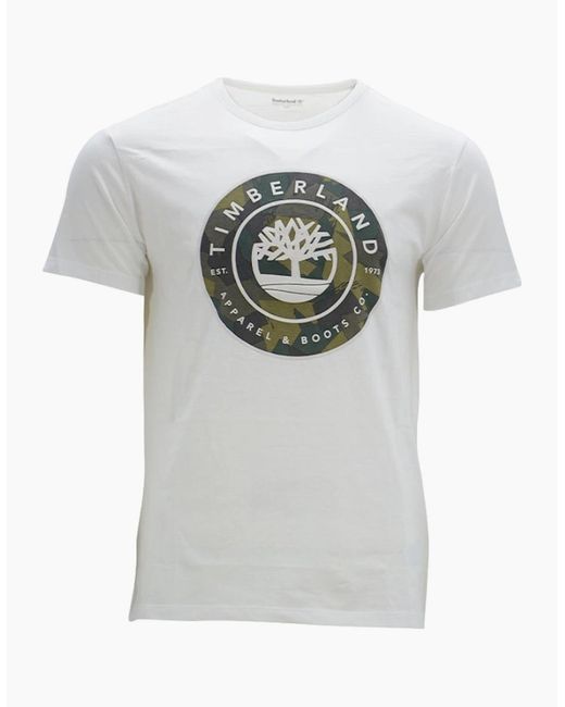 Timberland White Printed T Shirts Crew Neck Summer Top Short Sleeve Premium Tee for men