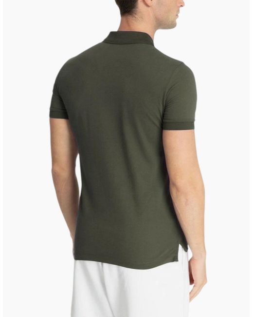 Armani Green Polo Shirts Slim Fit Short Sleeve Cotton for men
