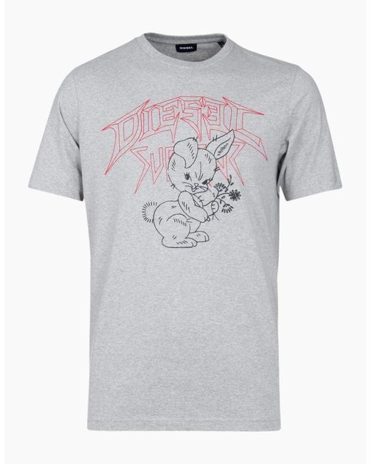 DIESEL Gray T Just W1 T Shirts for men