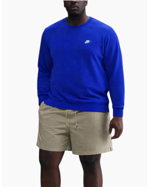 Nike Blue Club Fn3886 Fleece Crew Sweatshirt Pullover for men