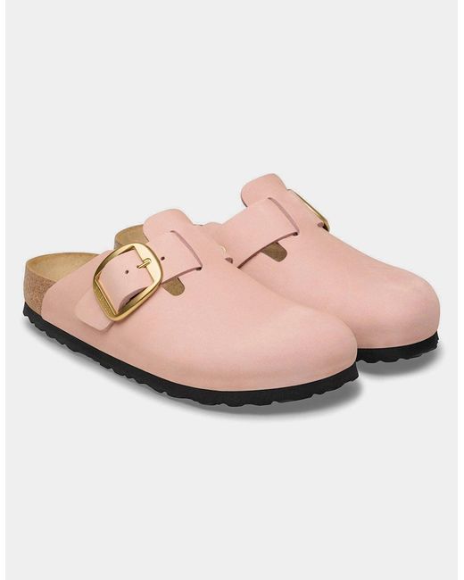 Birkenstock Boston Pink Big Buckle Nubuck Leather Clogs