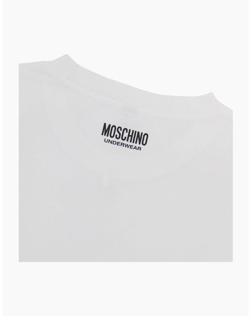 Moschino White Underwear Tape Cuff Sleeve T Shirt 0001 for men