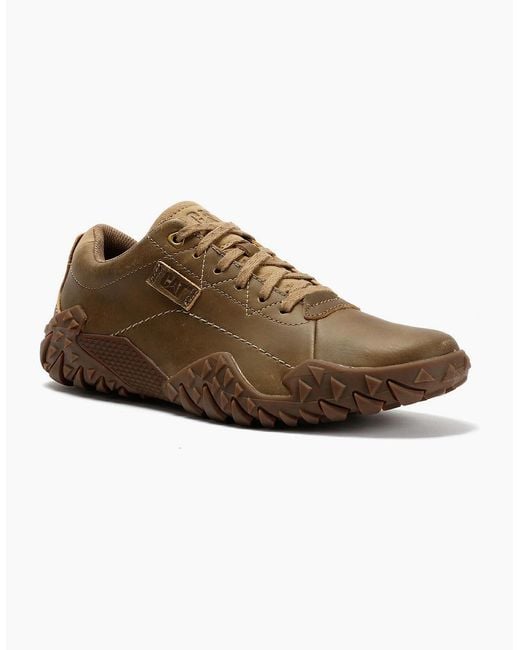 Caterpillar Brown Gridlock Lo Full Grain Leather Beaned Lace-Up Shoes for men