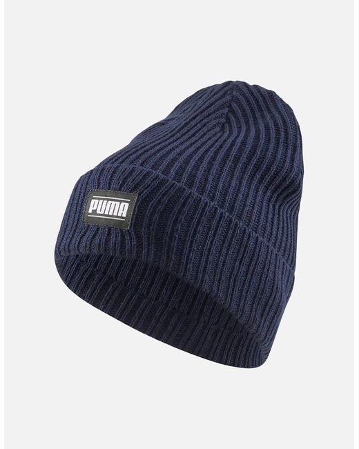 PUMA Blue Classic Ribbed Beanie