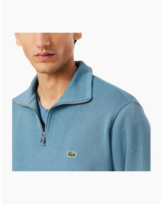 Lacoste Blue Sweatshirt High Neck Interlock Sweatshirt Cotton Sportswear Jumper for men