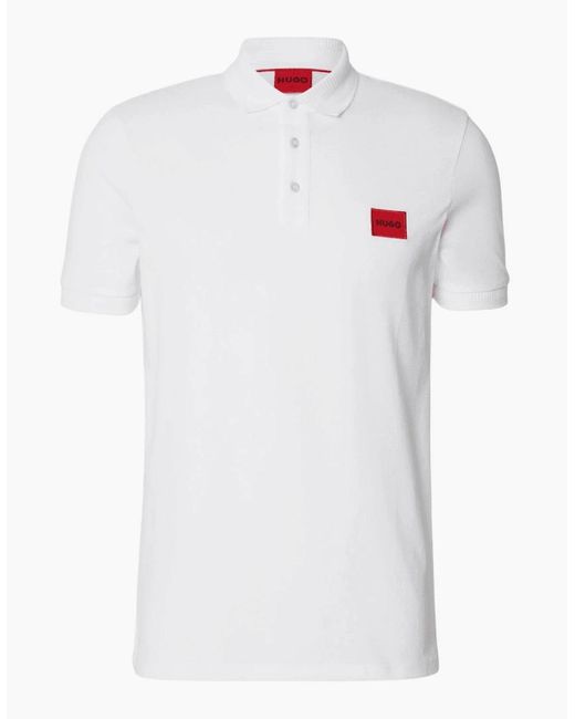 Boss White Hugo Deroso222 Slim Fit Polo Shirt for men
