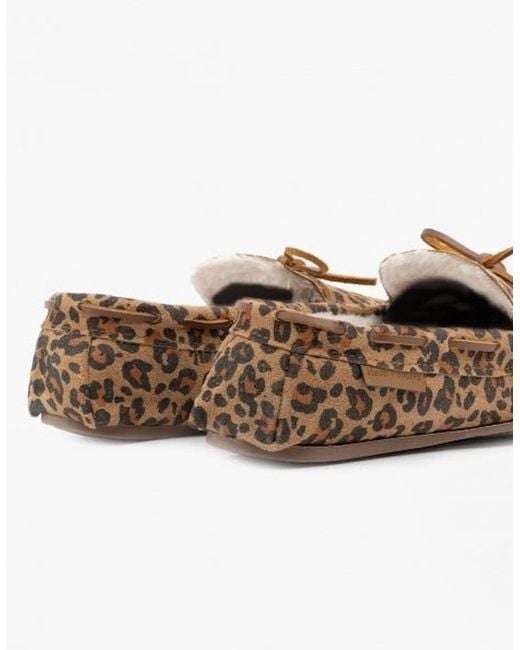 Hush Puppies Brown Allie Suede Moccasin Slippers Leopard