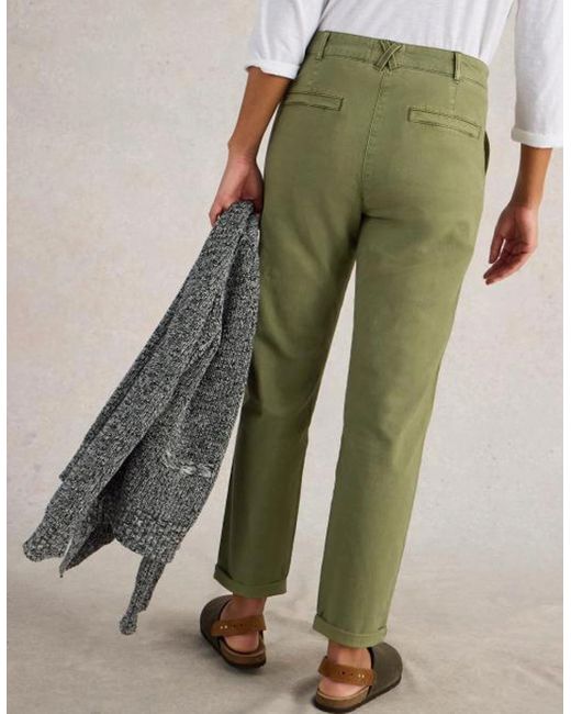 White Stuff Green Twister Chino Trouser Short Khaki