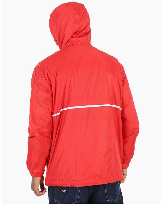 EA7 Red Bold Logo Hooded Jacket for men