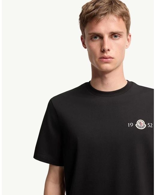 Moncler Black Branded Cotton T Shirt for men