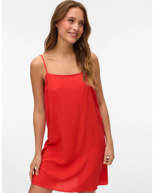 Vero Moda Red Easy Joy Short Singlet Dress Fiery