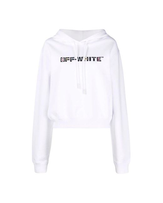 Off-White c/o Virgil Abloh White Geometric Logo Cropped Hoodie