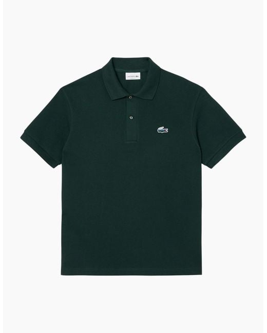 Lacoste Green Polo Shirts Classic Fit Landscape Crocodile Pique Golf Polo Shirt for men