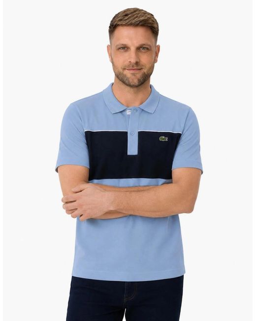 Lacoste Blue Regular Fit Colour-Block Pique Polo Shirt Aphylla/Blackbird for men