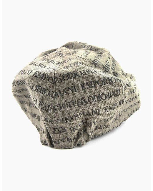 Emporio Armani Gray All Over Logo Cap for men