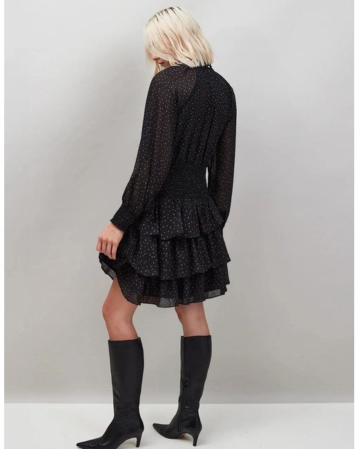 Ro&zo Black Caramel Dash Print Tiered Mini Dress