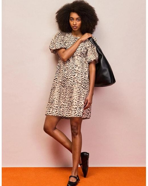 Ro&zo White Petite Leopard Print Pocket Detail Dress
