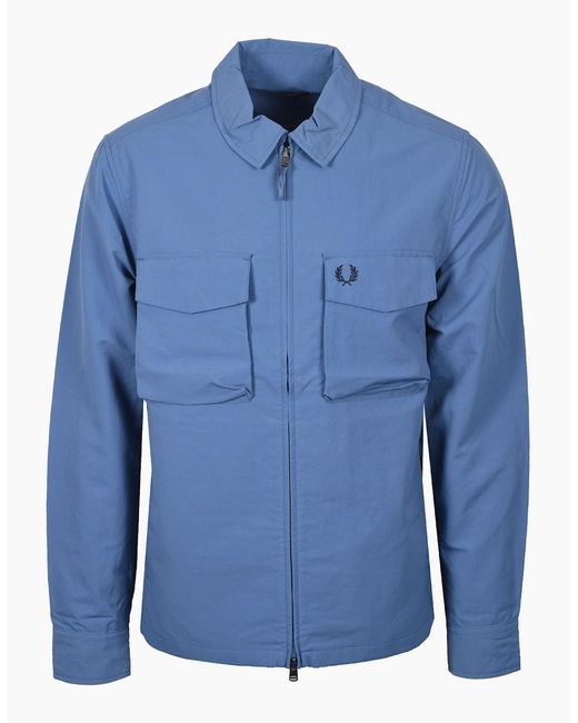 Fred Perry Blue Ripstop Pocket Overshirt Ace for men