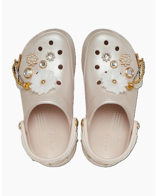 CROCSTM Natural Bedazzled Platform Shuv Clogs