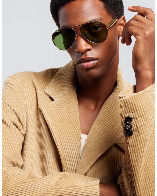 Bottega Veneta Green Bv Aviator Sunglasses