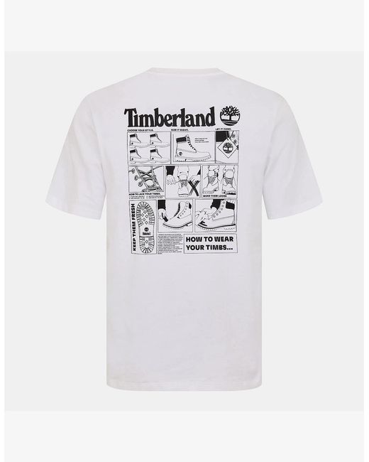 Timberland White Logo Regular Fit Crew Neck T-Shirt for men