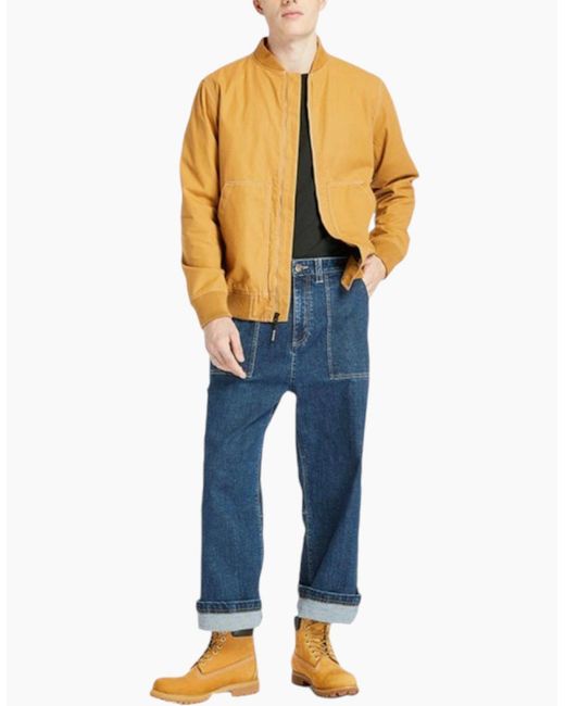 Timberland Yellow Bomber Jackets Regular Fit Full Zip Travel Workwear Coat S-Xl for men