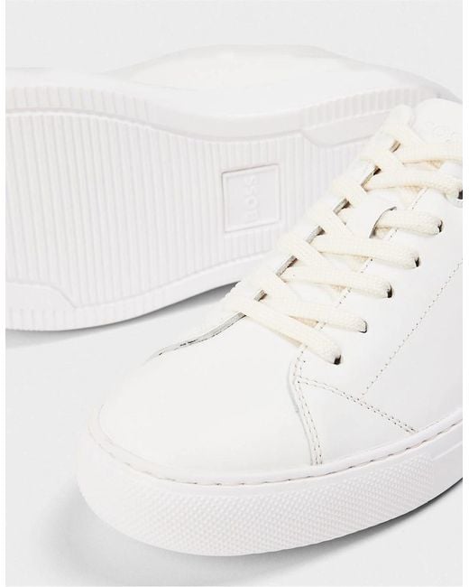 Boss White Enlight Round Toe Flat Heel Trainers for men
