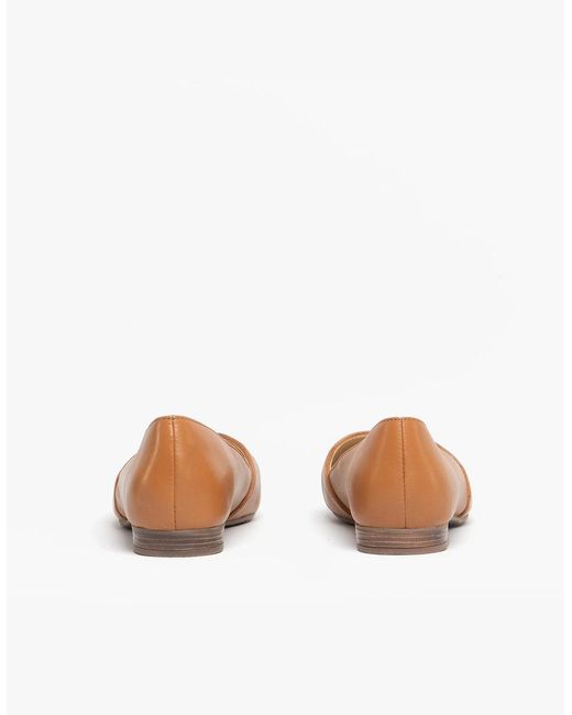 Hush Puppies White Marley Leather Ballerina Shoes Tan