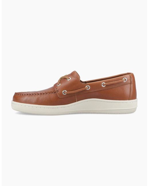 Sperry Top-Sider Brown Sperry Strake 2-Eye Boat Leather Open Tan Boat Shoes for men
