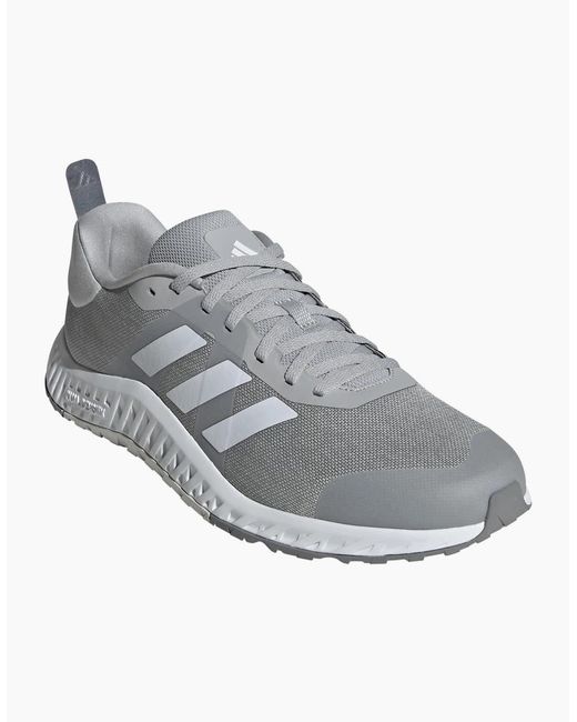 Adidas Gray Everyset Lace-Up Trainer Training Shoes for men