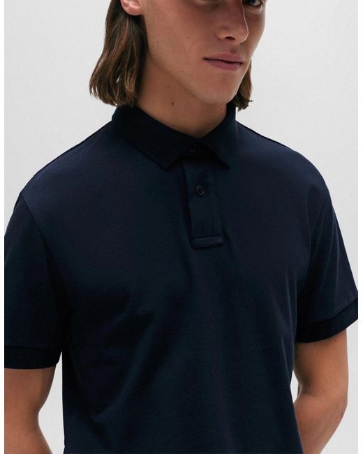 Boss Blue Boss Passenger Stretch-Cotton Slim-Fit Polo Shirt With Logo Patch Nos for men