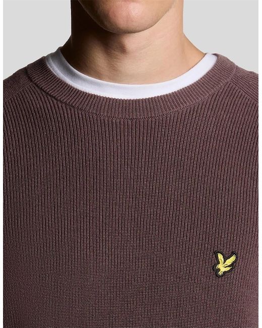 Lyle & Scott Purple Ribbed Crew Neck Raglan Sleeve Sweater for men